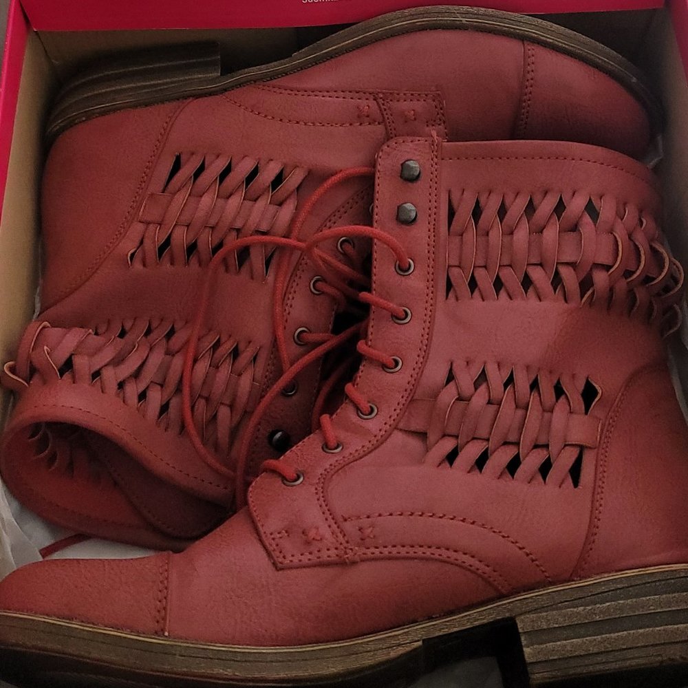 Mix No. 6 Bradley Woven Combat Boots Red